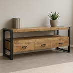 Tv-meubel Mangohout Britt 150 cm, Verzenden, Nieuw, Overige houtsoorten, Industriële meubels