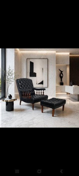 Chesterfield style - Fauteuil - Fauteuil victorien - Cuir,, Antiquités & Art