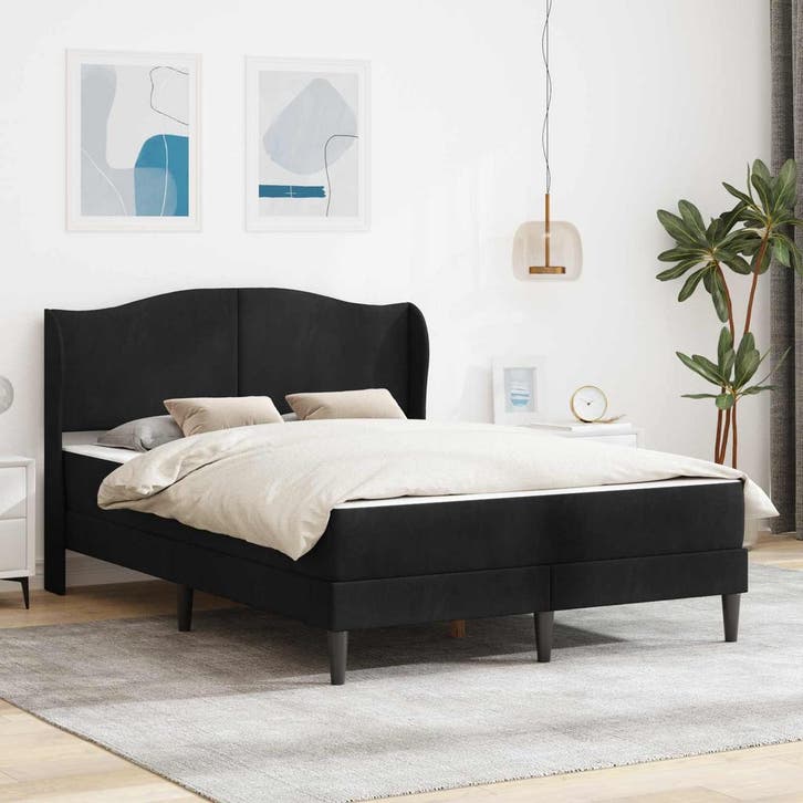 vidaXL Bedframe met hoofdeinde Zwart 160 x 200 cm Fluweel, Maison & Meubles, Chambre à coucher | Lits, Envoi