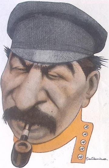 Spotprent met het gezicht van Stalin (lijst optie, Lithos), Verzenden