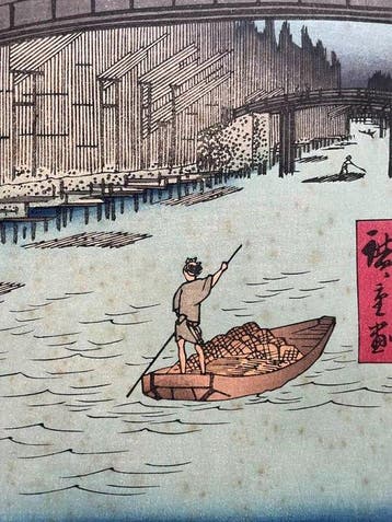 Famous Views of Edos Hundred Views: Kyobashi Takegawa, Antiek en Kunst