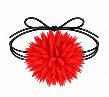 Haarband met Puntige Bloem - Veter Striklint - Rood