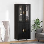 vidaXL Highboard 2 pcs Zwart Eiken Bewerkt hout, Huis en Inrichting, Kasten | Dressoirs, Verzenden, Nieuw