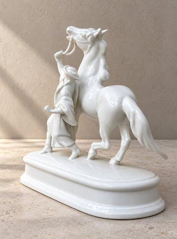 Herend - Beeldje - Horse hussair soldier Porcelain Herendi
