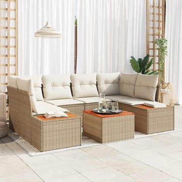 vidaXL Tuinbank Set 6 st Beige Poly rattan, Verzenden, Nieuw
