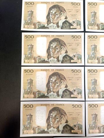 Frankrijk. - 9 x 500 Francs - 1984 - Consecutive - Fayette