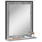 vidaXL Badkamerspiegel met schap 50x12x60 cm hout grijs, Verzenden, Nieuw