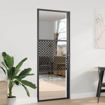 vidaXL Glazen deur 83 x 3,5 x 201,5 cm Aluminium Zwart, Doe-het-zelf en Bouw, Verzenden, Nieuw