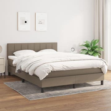 vidaXL Boxspring met matras stof taupe 140x200 cm, Verzenden