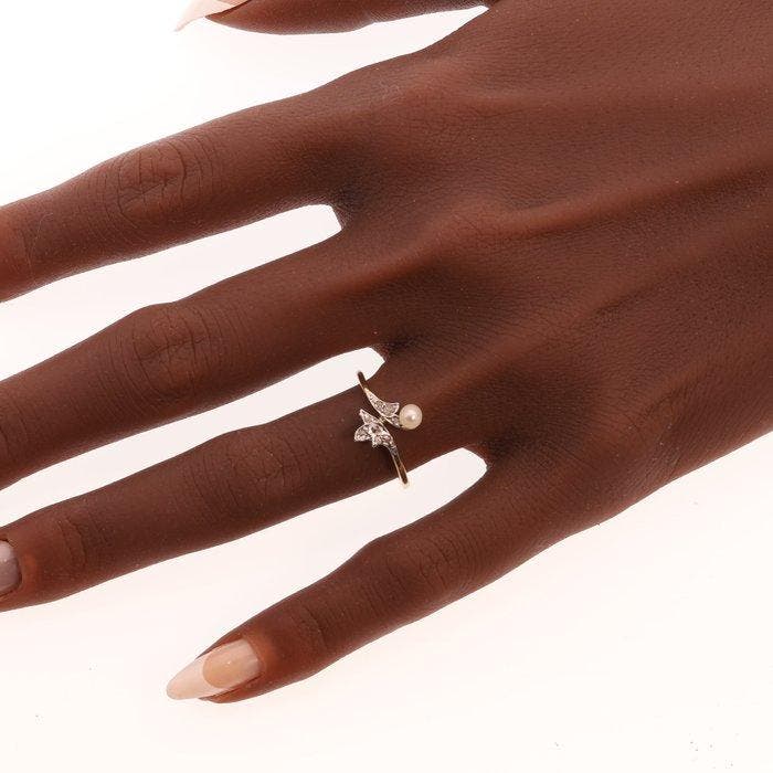 Zonder minimumprijs - Ring - 18 karaat Geel goud Diamant, Handtassen en Accessoires, Ringen