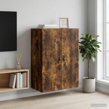vidaXL Wandkast Gerookt eiken 66 x 34,5 x 90 cm Bewerkt hout, Verzenden