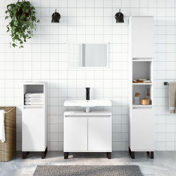 vidaXL 3-delige Badkamerkastenset bewerkt hout wit, Verzenden