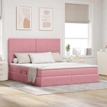 vidaXL Opslag bed met matras met hoofdeinde Roze 180 x 200, Huis en Inrichting, Verzenden, Nieuw