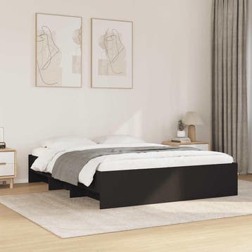 vidaXL Bedframe zonder matras 160x200 cm spaanplaat zwart, Verzenden, Nieuw