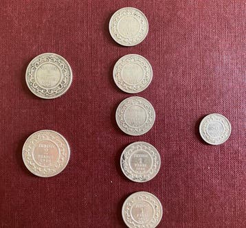 Tunesië (Frans protectoraat). 50 Centimes-1 and 2 Francs