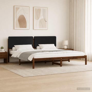 vidaXL Bedframe met gestoffeerd hoofdbord Donkerbruin en, Verzenden, Nieuw