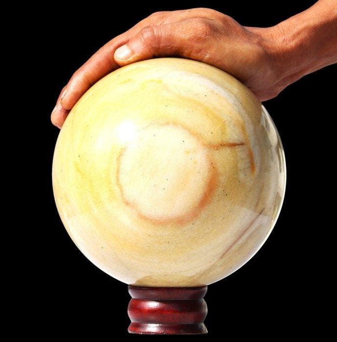Grote 6,13 kg gele jaspisbol - India - 165 mm Bol - Hoogte:, Verzamelen, Mineralen en Fossielen