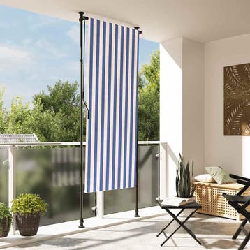vidaXL Rolgordijn voor buiten 100x270 cm stof en staal blauw, Verzenden