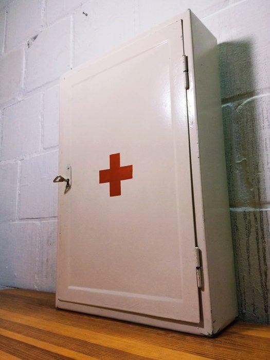 Armoire à pharmacie - Armoire de premiers secours - Acier,, Antiquités & Art, Antiquités | Assiettes décoratives & Carrelages