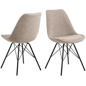 De Rebellenclub Bradford Eetkamerstoel - Set Van 2 - Beige, Verzenden, Zo goed als nieuw