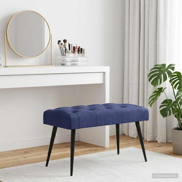 vidaXL Bank met knopen tufting Politieblauw 80 x 40 x 46 cm, Verzenden, Nieuw
