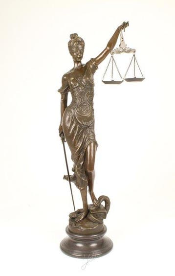 sculptuur, Monumental Art Deco Bronze Lady Justice – Large,, Antiquités & Art