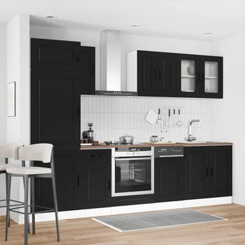 vidaXL 8-delige Keukenkastenset Kalmar bewerkt hout zwart, Verzenden, Nieuw