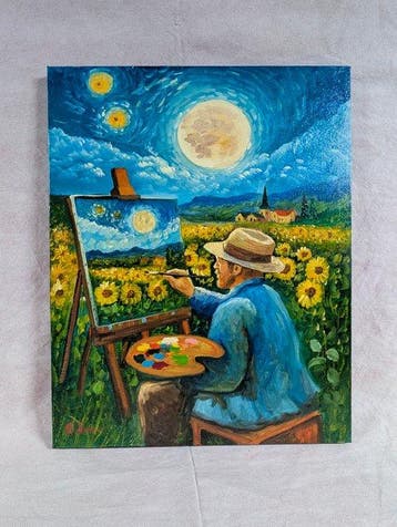 Michele Luna (1980) - Tra i girasoli - Omaggio a Van Gogh, Antiek en Kunst