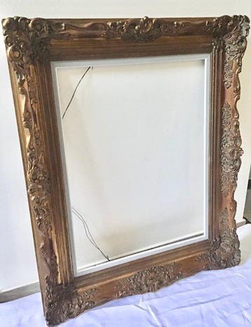 Lijst - prachtige grote houten lijst met rijke stuc