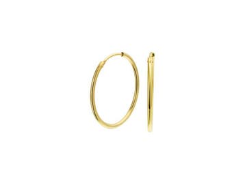 Marie Celeste - Oorringen - Ronde buis 25 mm 14k goud, Kleding | Dames, Overige Dameskleding, Verzenden, Zo goed als nieuw
