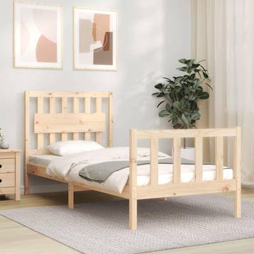 vidaXL Bedframe met hoofdbord massief hout, Verzenden, Nieuw