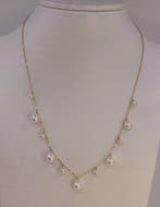 Halsketting - 18 karaat Geel goud - 4×7,5 mm Akoya parels, Handtassen en Accessoires, Kettingen, Nieuw