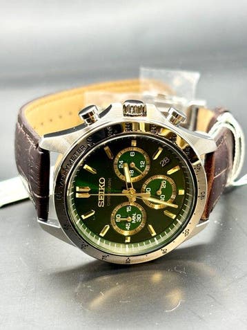 Seiko - Chronograph Green Dial 100m Date Tachymeter - Zonder