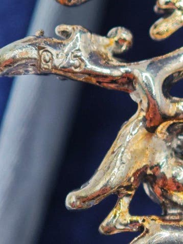 Plaqué or, Argent, Magnifique paon en argent sterling .925 -