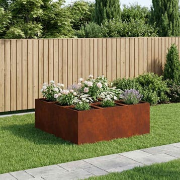 vidaXL Plantenbak Roestkleurig 100 x 100 x 40 cm weervast, Verzenden