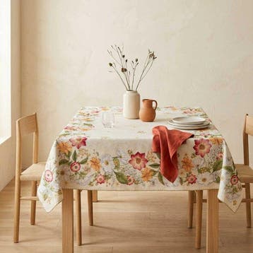 AA155 - Nappe Gobelin Motif Floral avec Bordure Verte -, Antiquités & Art, Tapis & Textile