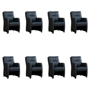 Set van 8 Leren eetkamerstoelen Sharp - Toledo Marine, Ophalen of Verzenden