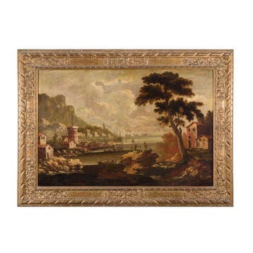 Scuola del Centro Italia (XVII-XVIII) - Paesaggio lacustre, Antiek en Kunst