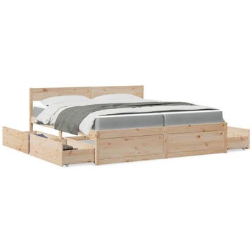 vidaXL Bed met lades en matras massief grenenhout 200x200 cm, Huis en Inrichting, Verzenden, Nieuw