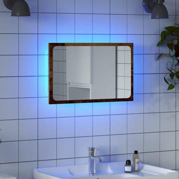 vidaXL Badkamerspiegel met LED 60x8,5x38 cm oud houtkleurig, Verzenden, Nieuw