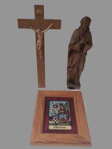 Snijwerk, Holzfigur - betende Heiligenfigur wohl Apostel