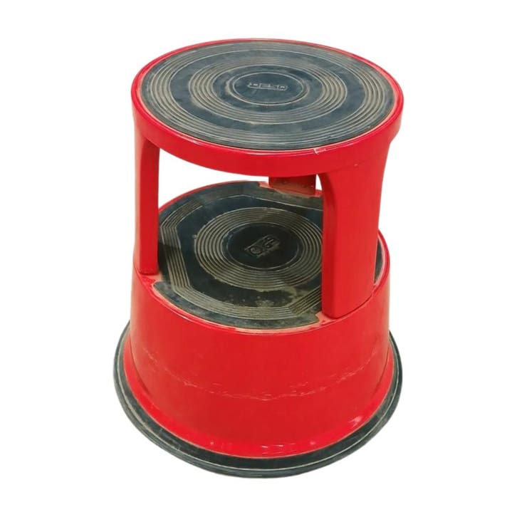 Desq roll-a-step opstapkruk hoogte 42 6 cm  rood metaal, Huis en Inrichting, Barkrukken, Ophalen of Verzenden