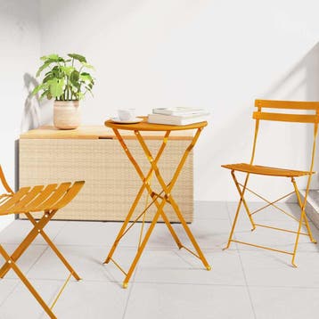 vidaXL Bistrotafel Mosterdgeel Ø 50 x 71 cm Poedergecoat, Verzenden, Nieuw