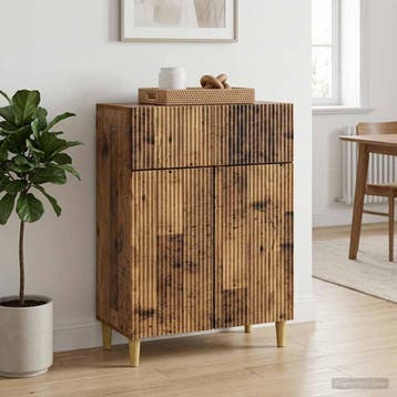 vidaXL Dressoir met lade Oud hout 66 x 34,5 x 90 cm Bewerkt, Verzenden, Nieuw