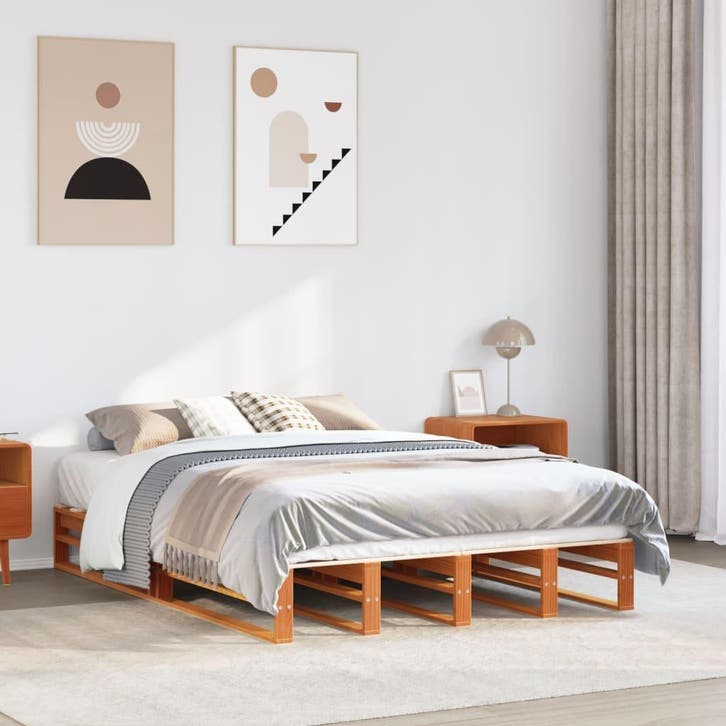 vidaXL Bed met matras massief grenenhout wasbruin 140x190 cm, Huis en Inrichting, Slaapkamer | Bedden, Nieuw, Verzenden