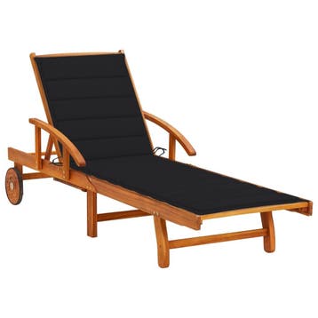 vidaXL Ligbed met kussen massief acaciahout, Tuin en Terras, Verzenden, Nieuw
