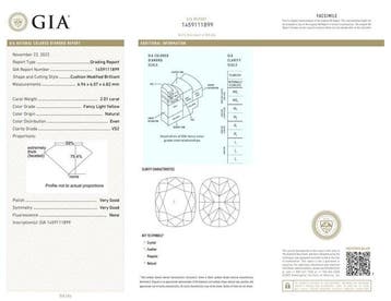 1 pcs Diamant (Natuurlijk gekleurd) - 2.01 ct - Cushion -, Bijoux, Sacs & Beauté, Pierres précieuses