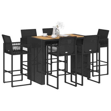 vidaXL 7-delige Tuinbarset zonder kussens poly rattan acacia, Tuin en Terras, Verzenden, Nieuw