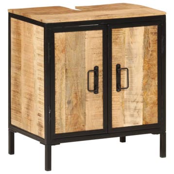 vidaXL Wastafelkast 55x35x60 cm massief mangohout en ijzer, Verzenden