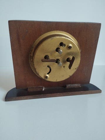 Pendule - Art Deco Hout, verguld messing, glas, emaille -